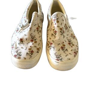 Vans Slip On Canvas Sneakers 7.5 Floral Flower Pattern Sz Gorgeous